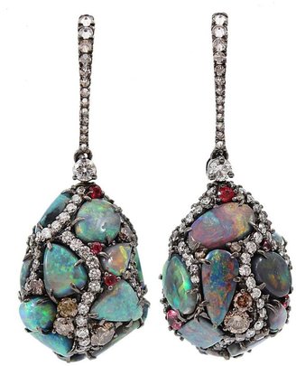 Arunashi 18kt black gold opal egg drop earrings