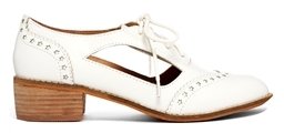 Shellys Loviri White Leather Cut Out Star Brogue Shoes - White