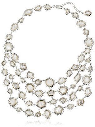 Kara Ross Nugget" Mother-Of-Pearl and Sapphires Gemstone Editorial Bib Necklace