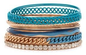 New Look Blue Chain Bangle Bracelet Pack