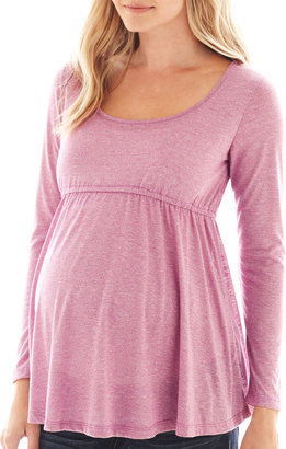 JCPenney Asstd National Brand Maternity Long Sleeve Knit Babydoll Top