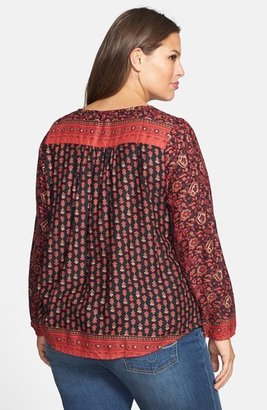 Lucky Brand Mixed Print Peasant Top (Plus Size)