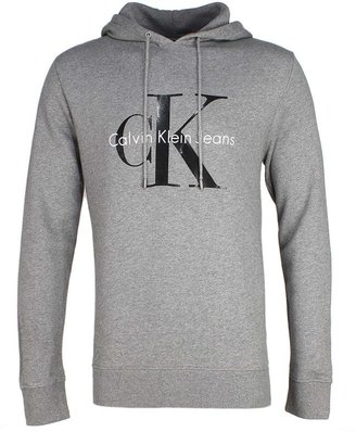 Calvin Klein Jeans Grey Melange Hooded Logo Sweatshirt