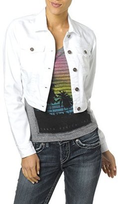 Silver Jeans Juniors White Cropped Denim Jacket
