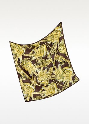 Moschino Musical Instruments Print Silk Square Scarf