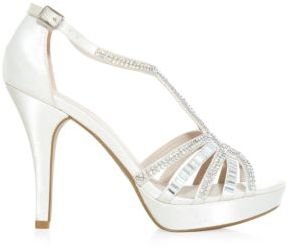 New Look Silver Strappy Diamante T-Bar Heels