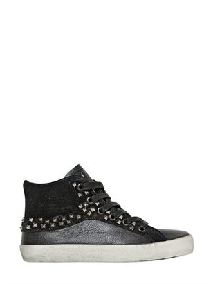 Studded Suede & Leather Sneakers