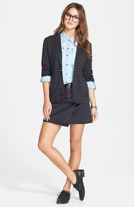 Halogen Asymmetrical Zip Leather & Scuba Knit Skirt (Regular & Petite)
