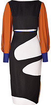 Roksanda Ilincic Black-Multi Colorblocked Cutout Keaton Dress