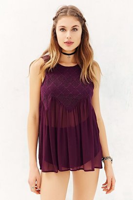 Urban Outfitters Ecote Woven-Accent Tunic Top