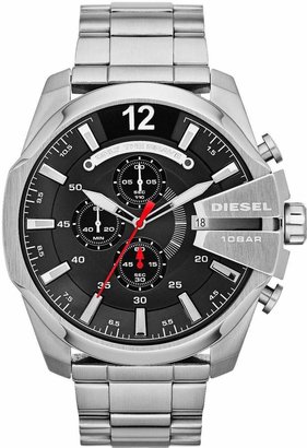 Diesel Mega Chief Chronograph Black Dial and Stainless Steel Bracelet Mens Watch