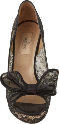 Valentino Couture Bow" Lace Pumps-Black