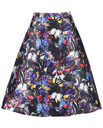 Choies Black Butterfly Print A-line Skirt