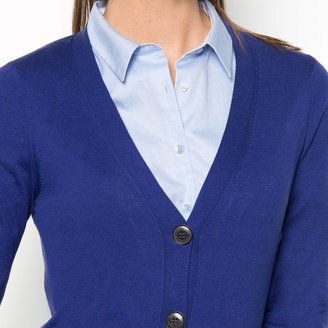 Laura Clement Long-Sleeved V-Neck Cardigan in Silk/Cotton/Cashmere