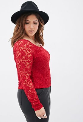 Forever 21 FOREVER 21+ Embroidered Lace Crop Top