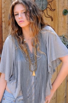 Blue Life Angel Top with Fringe in Lightening Storm