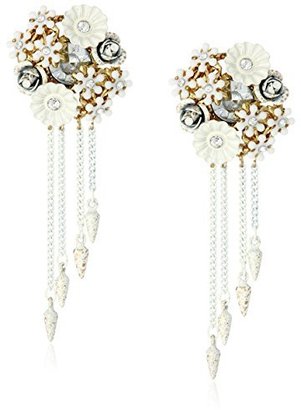 Betsey Johnson Women's Summer of Love Cluster Flower Drop Earrings White Drop Earrings