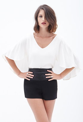 Forever 21 contemporary faux leather-paneled shorts