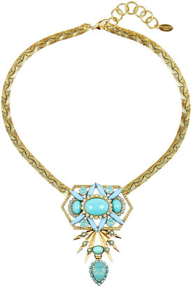 Elizabeth Cole Gold-plated, cabochon and crystal necklace