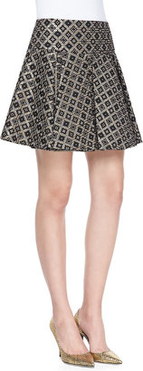 Nanette Lepore Magician Diamond Woven Pleated Mini Skirt