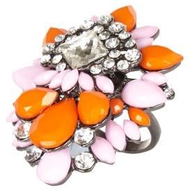 River Island Orange and pink gem stone statement ring