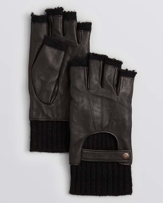 John Varvatos Collection Fingerless Leather Driving Gloves