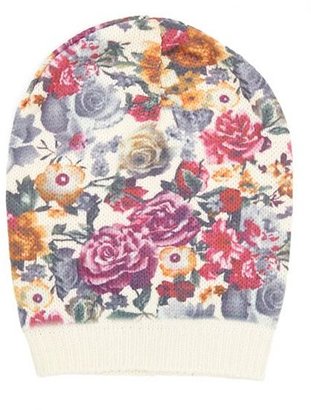 Charlotte Russe Floral Print Knit Beanie
