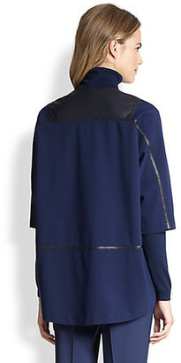 Lafayette 148 New York Ponte Leather-Detail Jacket