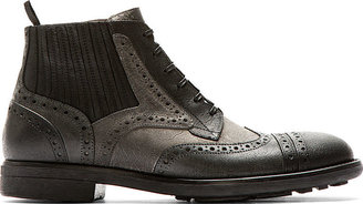 Dolce & Gabbana Black Wingtip Brogue Chelsea Boots
